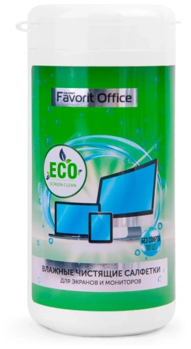 Широкий ассортимент f130001 "favorit office" screen clean, влажные салфетки для экранов lcd tft, туба 100 салфеток для компьютерной техники с доставкой по всему Казахстану  | Рассрочка 0-0-24  фото 3